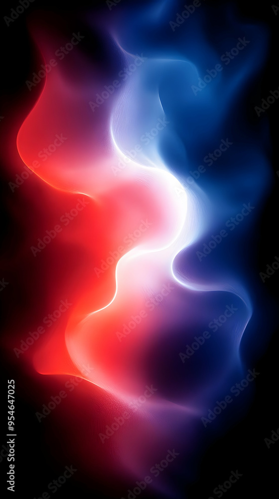 Abstract red and blue glowing waves on a black background. Abstract red and blue glowing waves on a black background.