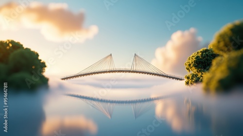 A wide shot of a completed bridge, showcasing the impressive scale and engineering feat of the project. photo