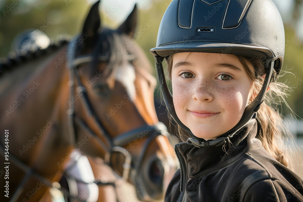 Generative AI photo image of person who ride horse, equestrian professional sport profession Generative AI photo image of person who ride horse, equestrian professional sport profession