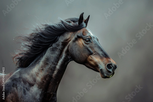Generative AI photo image of person who ride horse, equestrian professional sport profession