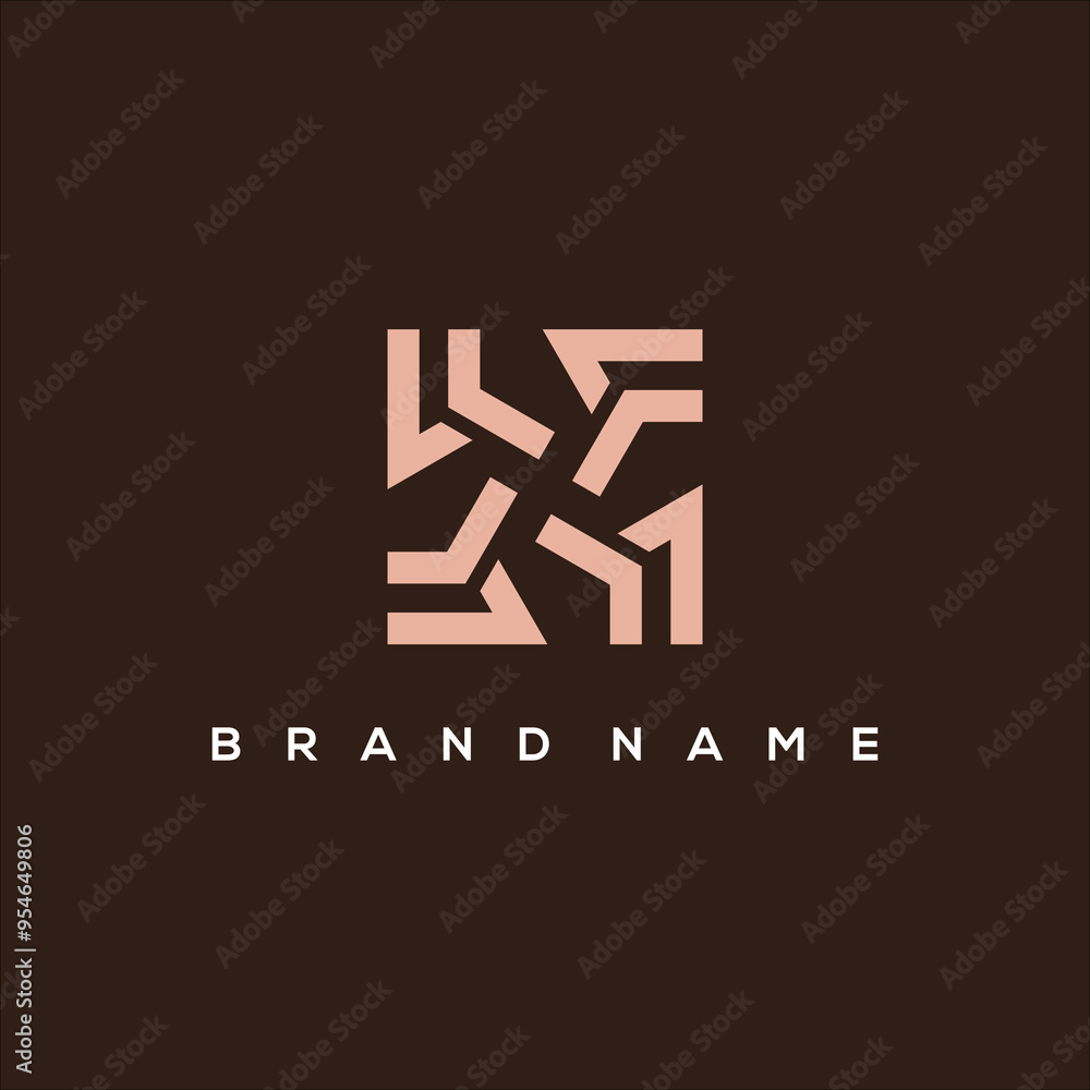 initials F Monogram square ornament vector logo initials F Monogram square ornament vector logo