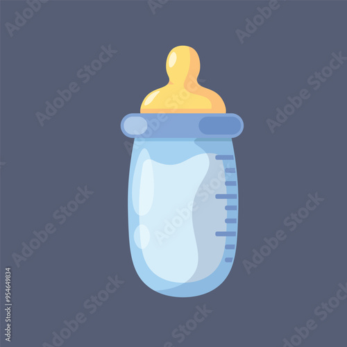 milk bottle with nipple in flat vector design.