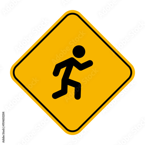 pedestrian area icon sign, pedestrian zone sign, pedestrian walkway