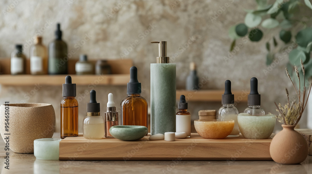 Detailed shot of a holistic skincare toolset, including gua sha and facial cupping devices. Detailed shot of a holistic skincare toolset, including gua sha and facial cupping devices.