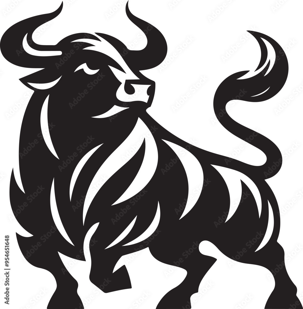A bull silhouette A bull silhouette