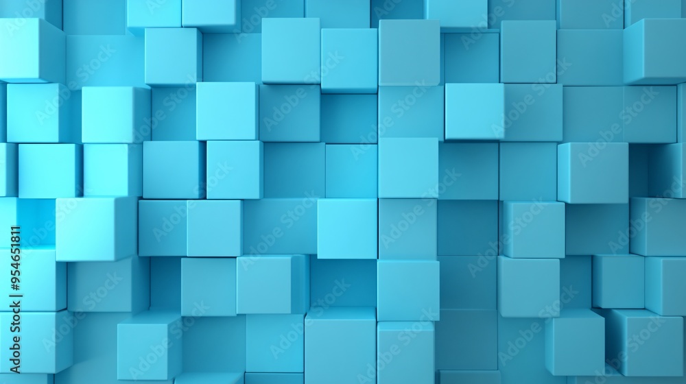 A vibrant arrangement of blue cubes creating a dynamic geometric pattern. A vibrant arrangement of blue cubes creating a dynamic geometric pattern.