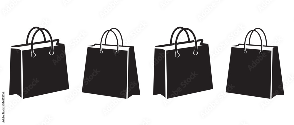 Set of shopping bags icon, paper bags icon, vector, silhouette. Package design, Grocery bag, Online Shop Symbol, Paper hand bag, gift bag illustration. Vector illustration. Set of shopping bags icon, paper bags icon, vector, silhouette. Package design, Grocery bag, Online Shop Symbol, Paper hand bag, gift bag illustration. Vector illustration.