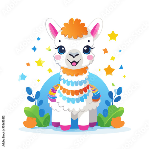 Llama Cute Small Cartoon Baby Animal Character
