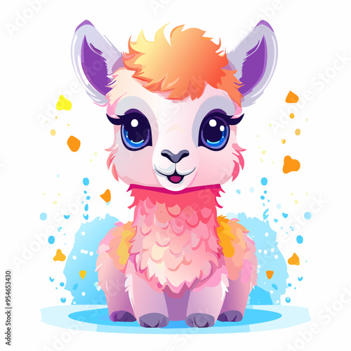 Llama Cute Small Cartoon Baby Animal Character
