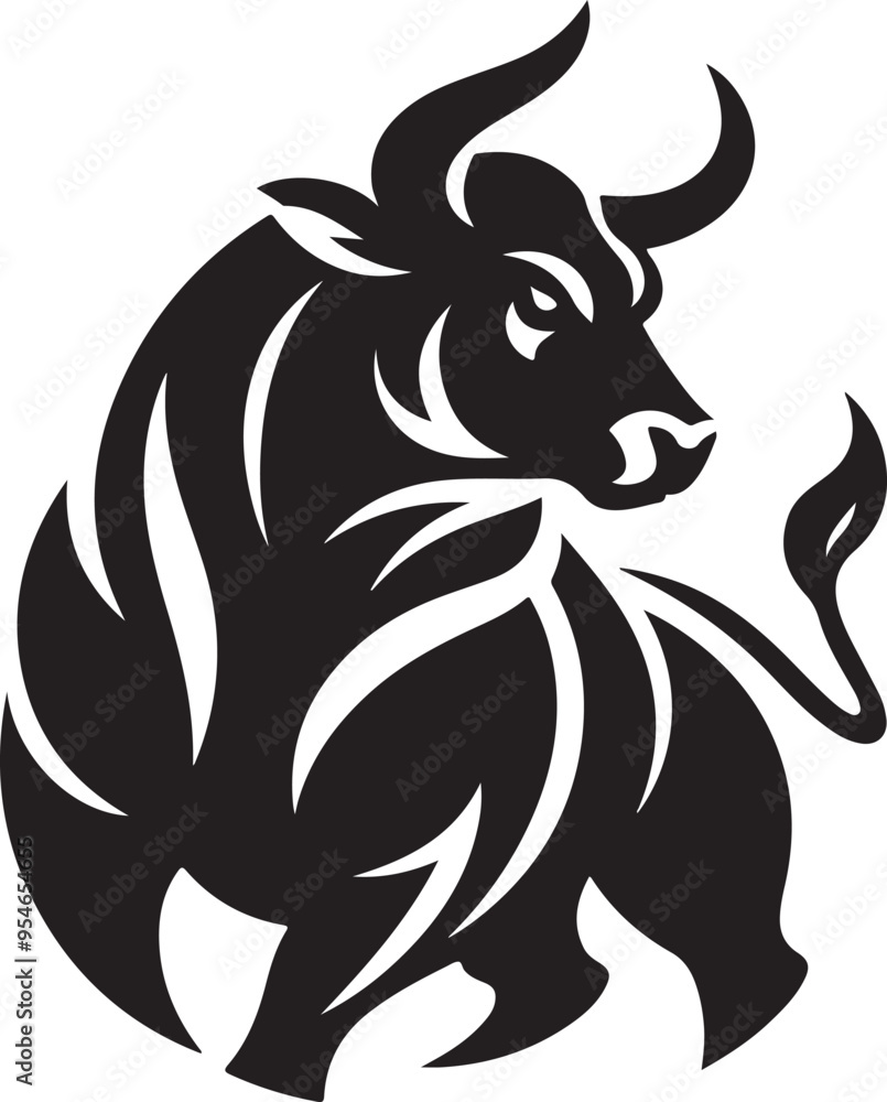 A bull silhouette A bull silhouette