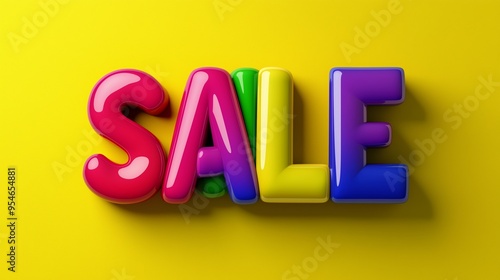 A colorful display of the word "sale" in a playful and creative way. The letters are made of different colors and shapes, giving the impression of a fun and festive atmosphere