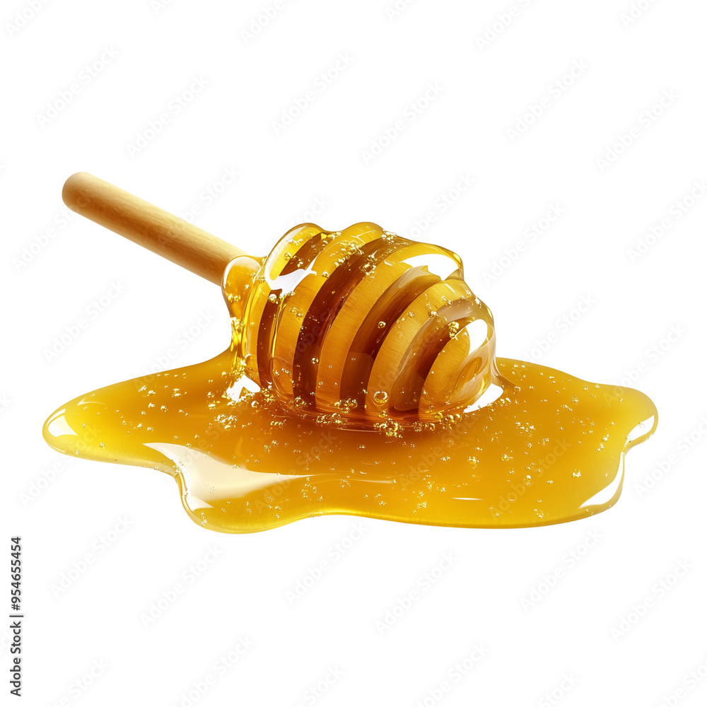 Honey with wooden dipper. Honey with wooden dipper.