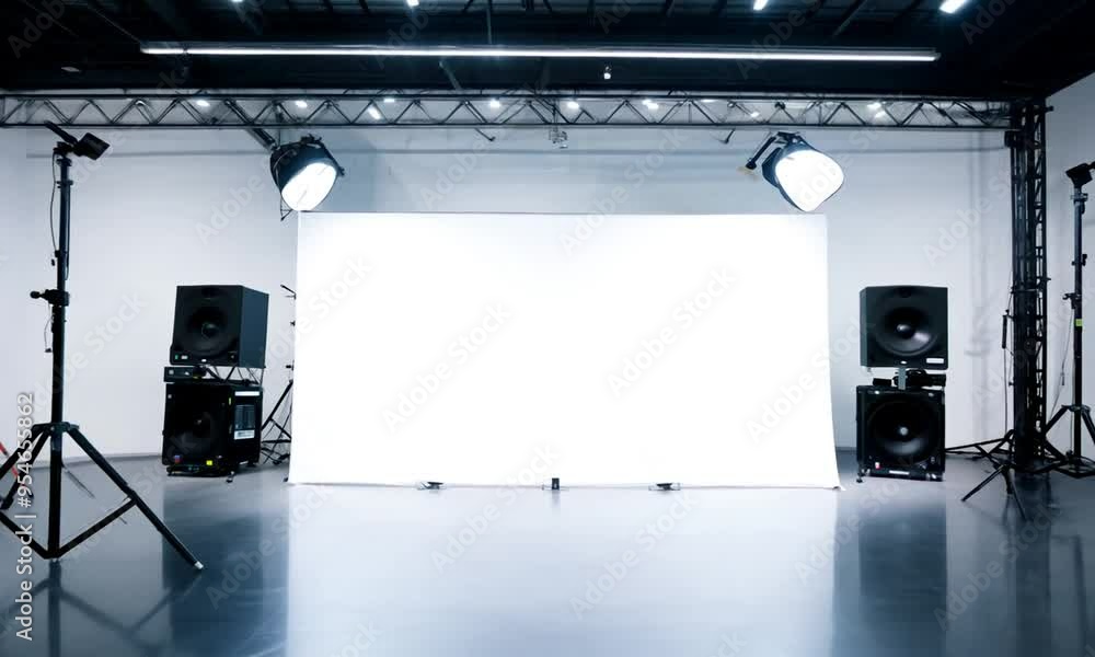 Studio Setup with Lighting and Speakers Studio Setup with Lighting and Speakers