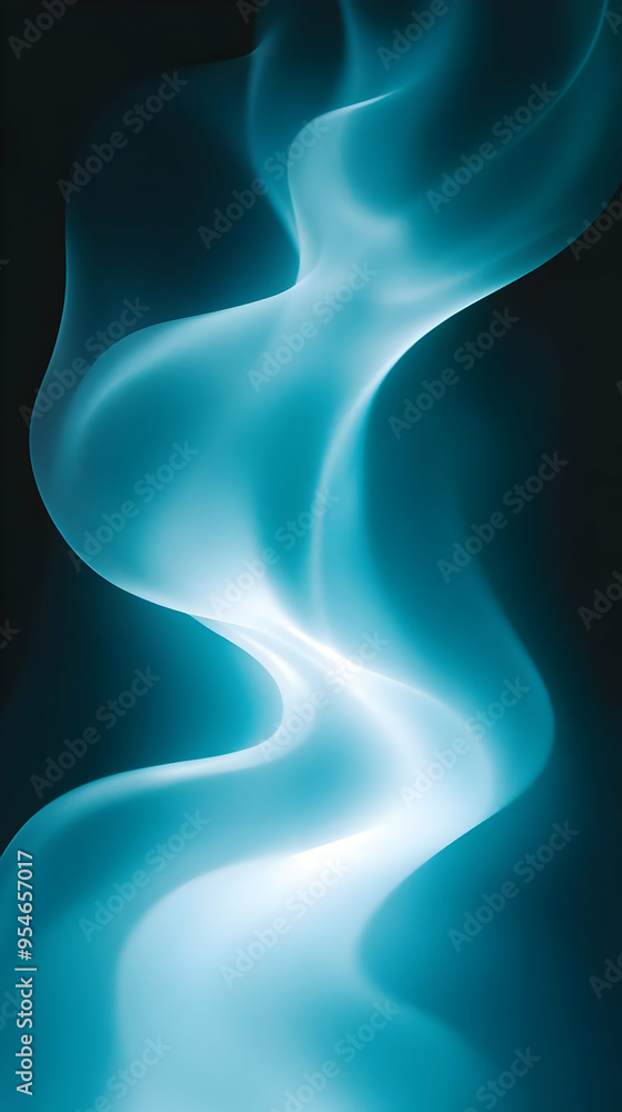 Abstract teal smoke with smooth curves against a black background. Abstract teal smoke with smooth curves against a black background.