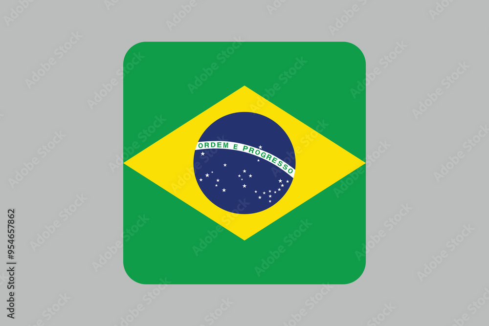 Fototapeta premium Brazil flag sign, Brazil flag over green background vector illustration, Brazilian flag vector, Brazilian national flag graphic