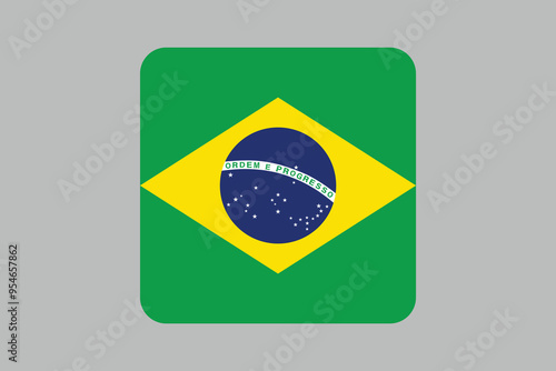 Brazil flag sign, Brazil flag over green background vector illustration, Brazilian flag vector, Brazilian national flag graphic
