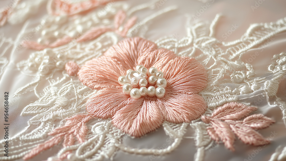 Intricate Elegance: The Art of Embroidery on Lace Backgrounds Intricate Elegance: The Art of Embroidery on Lace Backgrounds