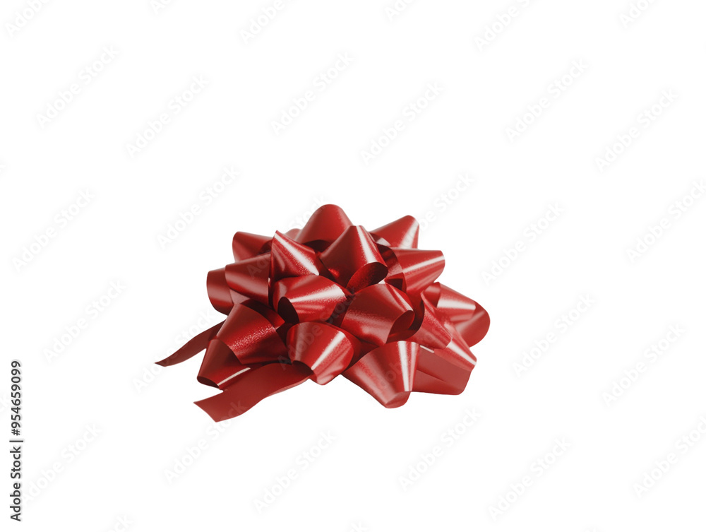 Red gift bow with smooth ribbons, isolated on white background. PNG transparent. Red gift bow with smooth ribbons, isolated on white background. PNG transparent.