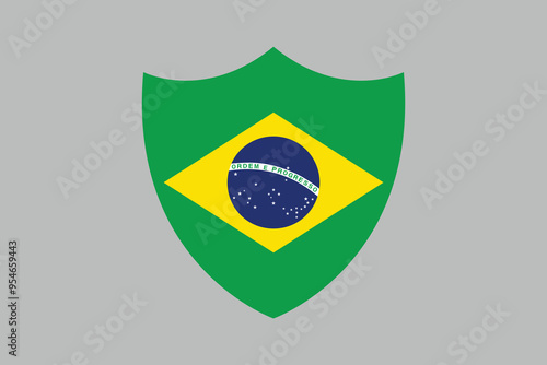 Brazil flag sign, Brazil flag over green background vector illustration, Brazilian flag vector, Brazilian national flag graphic
