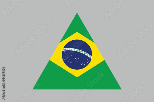 Brazil flag sign, Brazil flag over green background vector illustration, Brazilian flag vector, Brazilian national flag graphic
