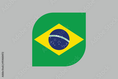 Brazil flag sign, Brazil flag over green background vector illustration, Brazilian flag vector, Brazilian national flag graphic
