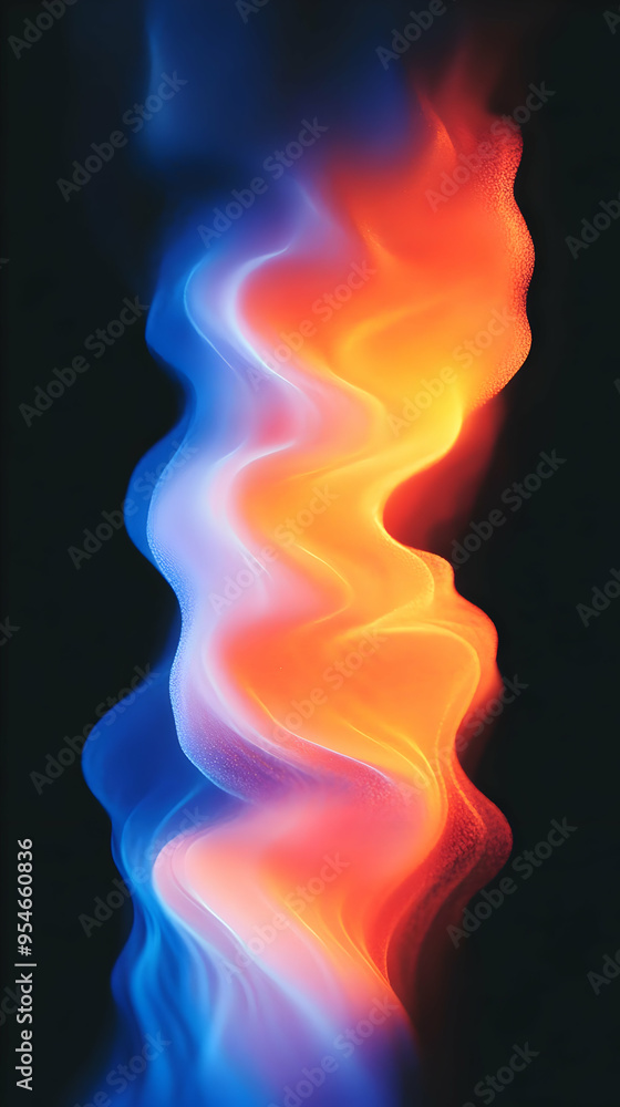 Abstract wavy lines of blue and orange light on a black background. Abstract wavy lines of blue and orange light on a black background.