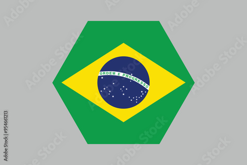 Brazil flag sign, Brazil flag over green background vector illustration, Brazilian flag vector, Brazilian national flag graphic
