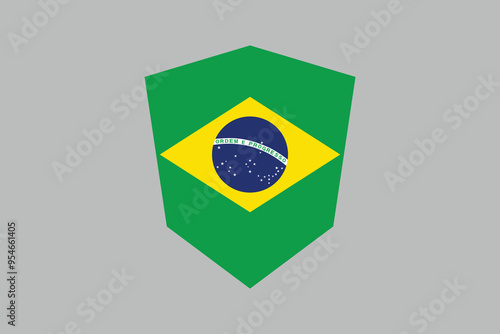 Brazil flag sign, Brazil flag over green background vector illustration, Brazilian flag vector, Brazilian national flag graphic
