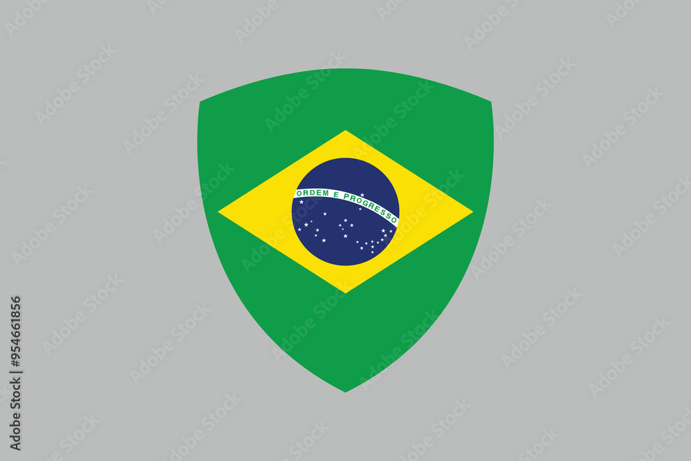 Fototapeta premium Brazil flag sign, Brazil flag over green background vector illustration, Brazilian flag vector, Brazilian national flag graphic