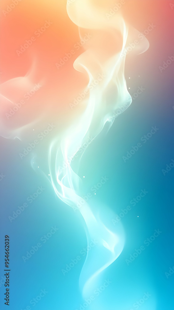 Abstract white smoke design on blue and orange gradient background. Abstract white smoke design on blue and orange gradient background.