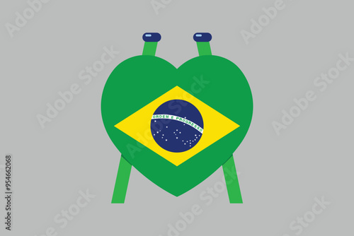Brazil flag sign, Brazil flag over green background vector illustration, Brazilian flag vector, Brazilian national flag graphic
