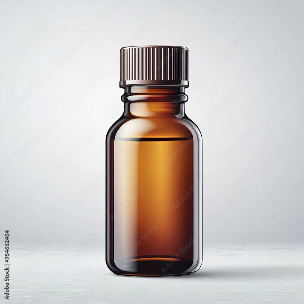 Amber bottle, smooth matte finish, isolated on white background, high contrast to enhance bottle texture Amber bottle, smooth matte finish, isolated on white background, high contrast to enhance bottle texture