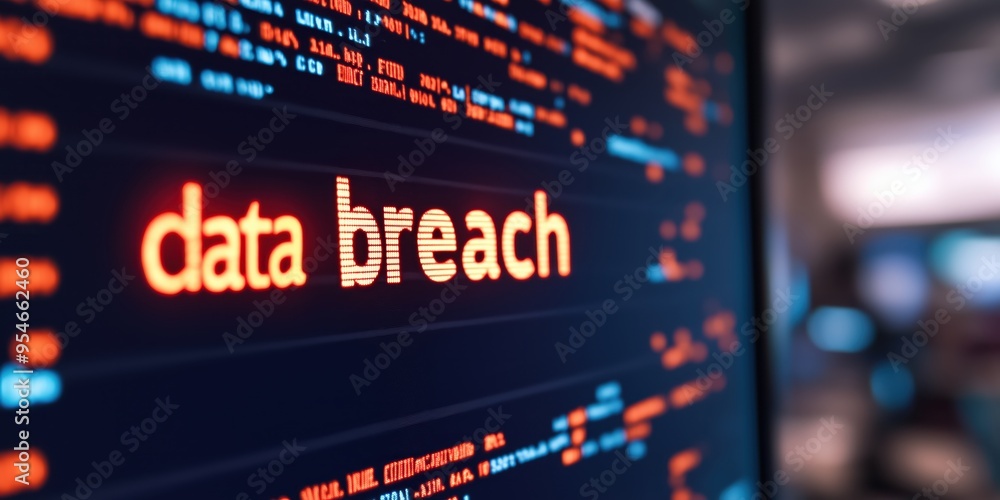 Obraz premium A data breach concept - the words 