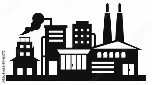 Factory silhouette. Industry vector illustration on white background