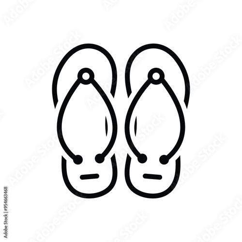 Black line icon for flip flops
