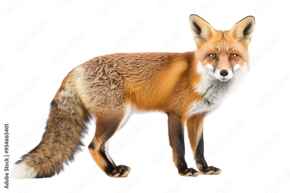 A Fox, standing on the ground, isolated on a transparent background. A Fox, standing on the ground, isolated on a transparent background.