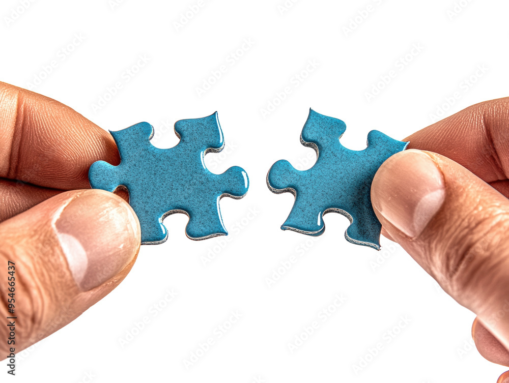 Hands holding blue puzzle pieces on a white background. PNG transparent. Hands holding blue puzzle pieces on a white background. PNG transparent.