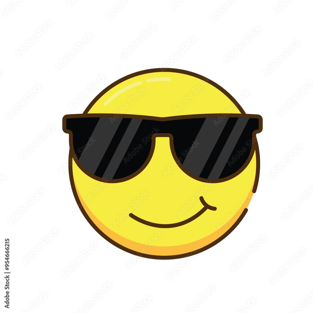 Smiling face wear sunglasses icons and symbols associated with winning flat design icon editable stroke Smiling face wear sunglasses icons and symbols associated with winning flat design icon editable stroke