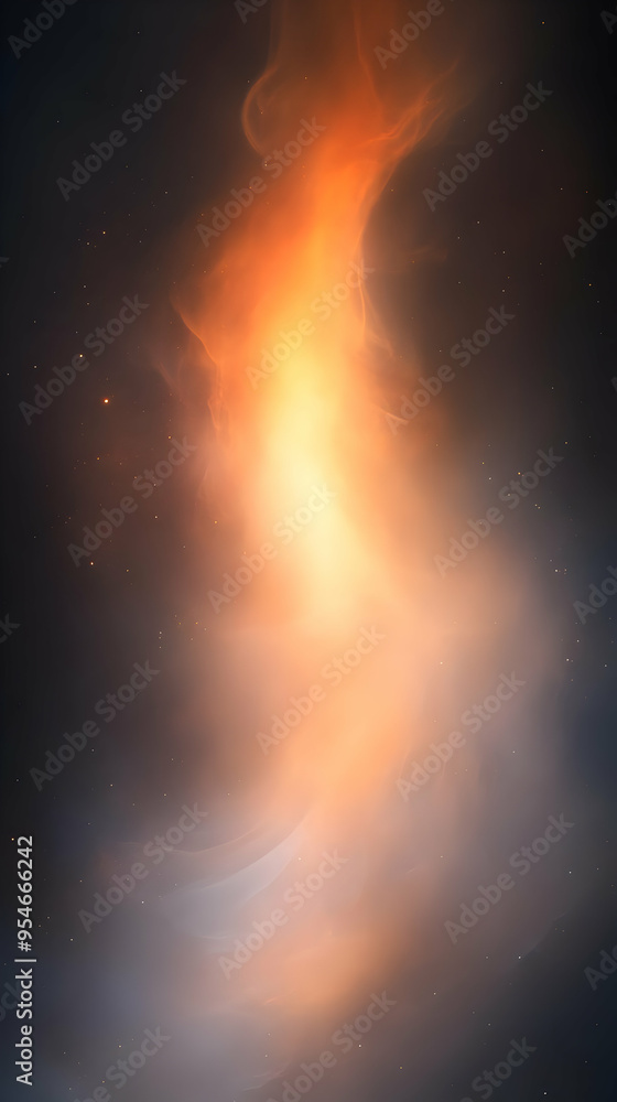 Bright orange nebula with glowing center and scattered stars. Bright orange nebula with glowing center and scattered stars.