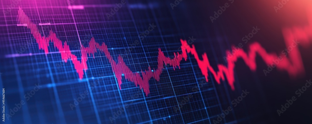 Red Stock Market Chart on Digital Screen Red Stock Market Chart on Digital Screen