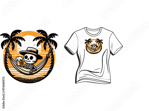 Summer Vector Tshirt Streetwear Design Cute Skeleton