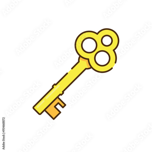 Gold key of winning icons and symbols associated with winning flat design icon. editable stroke