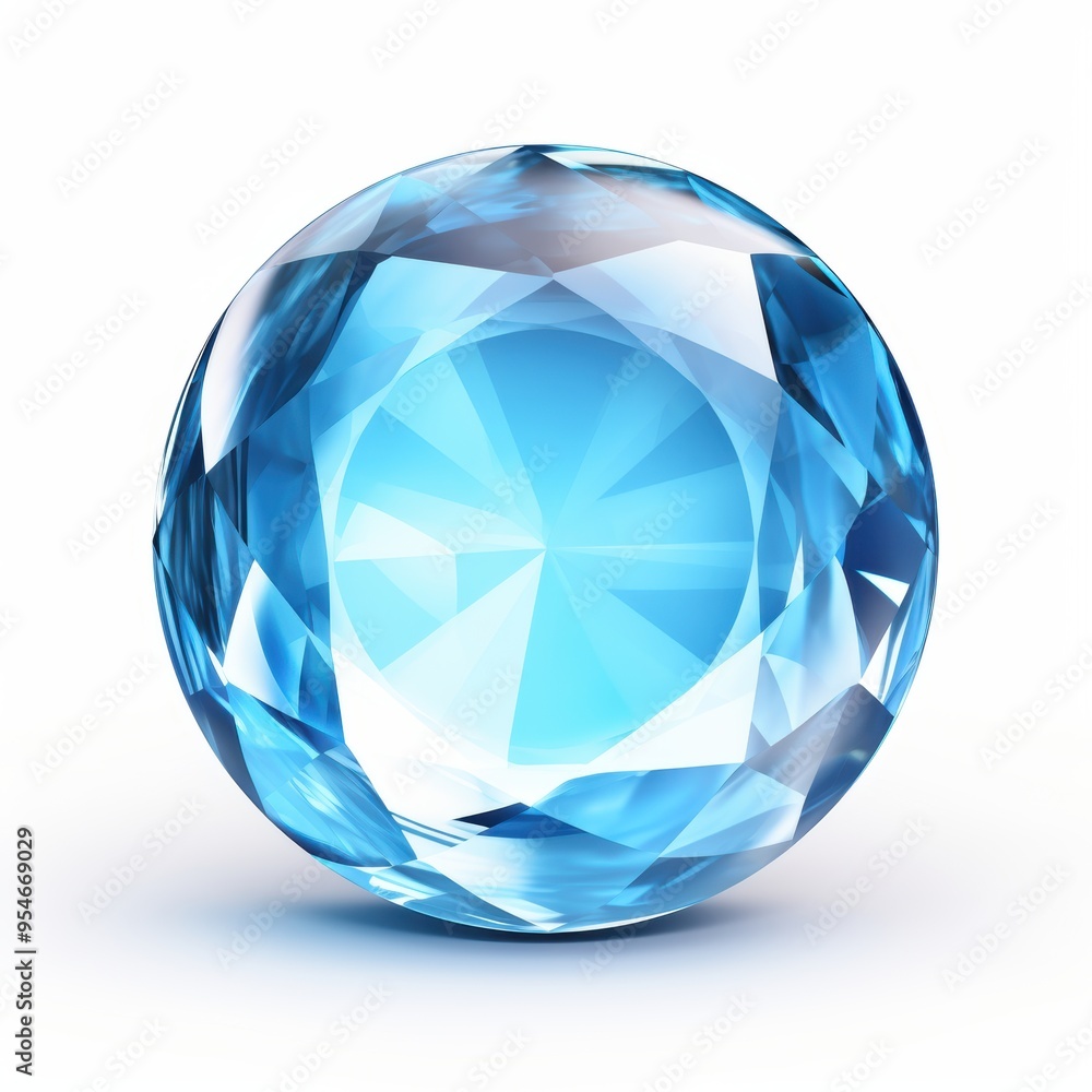 beautiful and sparkling blue aquamarine gemstone with beautiful cut on white background