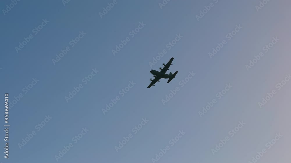 Military C130 Plane In Overflight Inspection Military C130 Plane In Overflight Inspection