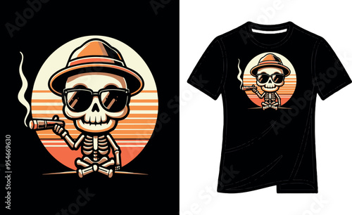 Vector Tshirt Streetwear Design Cute Skeleton