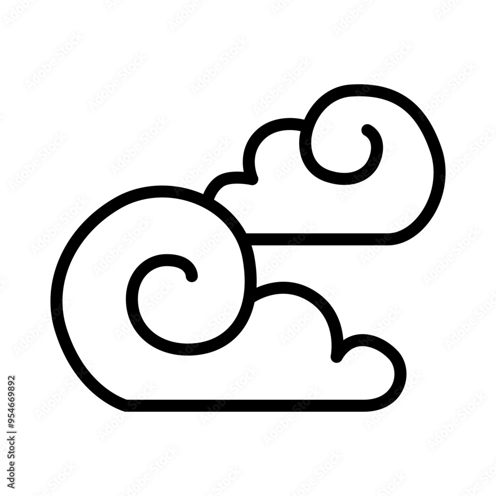 Cloud curl, fantasy cloud, oriental cloud, chinese cloud icon in thin line style vector illustration graphic design Cloud curl, fantasy cloud, oriental cloud, chinese cloud icon in thin line style vector illustration graphic design