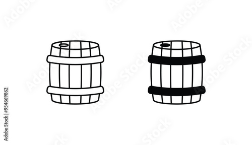 Wine Barrel icon design with white background stock illustration