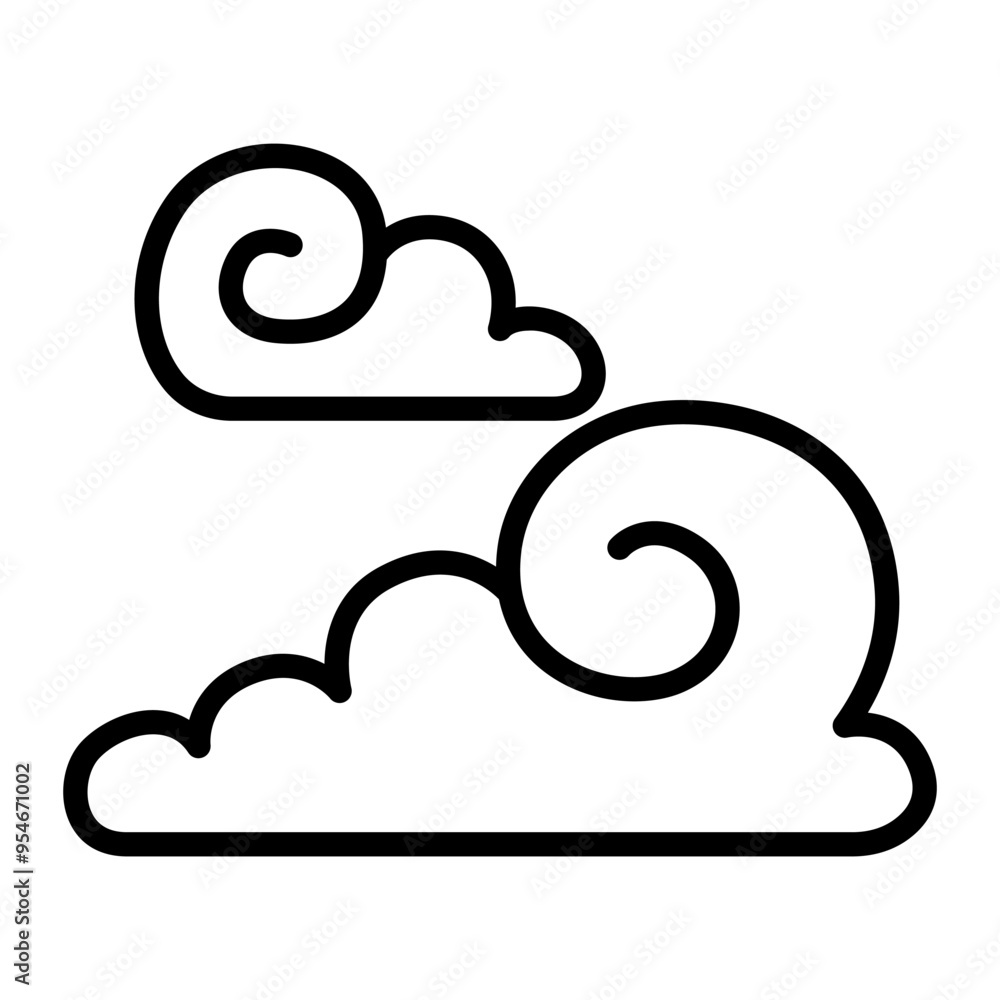 Cloud curl, fantasy cloud, oriental cloud, chinese cloud icon in thin line style vector illustration graphic design Cloud curl, fantasy cloud, oriental cloud, chinese cloud icon in thin line style vector illustration graphic design