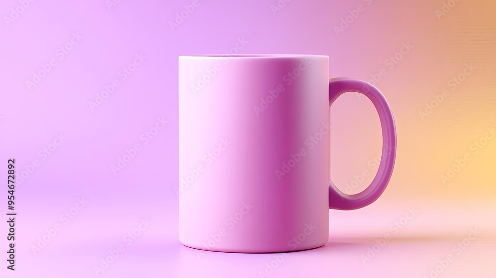 Pink mug mockup on a gradient background. Pink mug mockup on a gradient background.