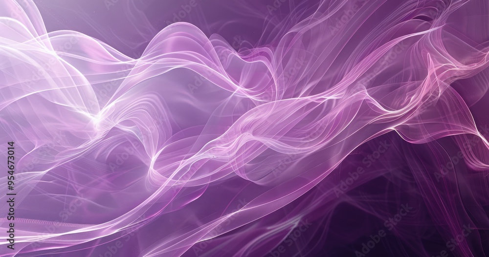 Obraz premium A flowing abstract design featuring soft, translucent waves in shades of pink and purple, evoking a sense of tranquility.